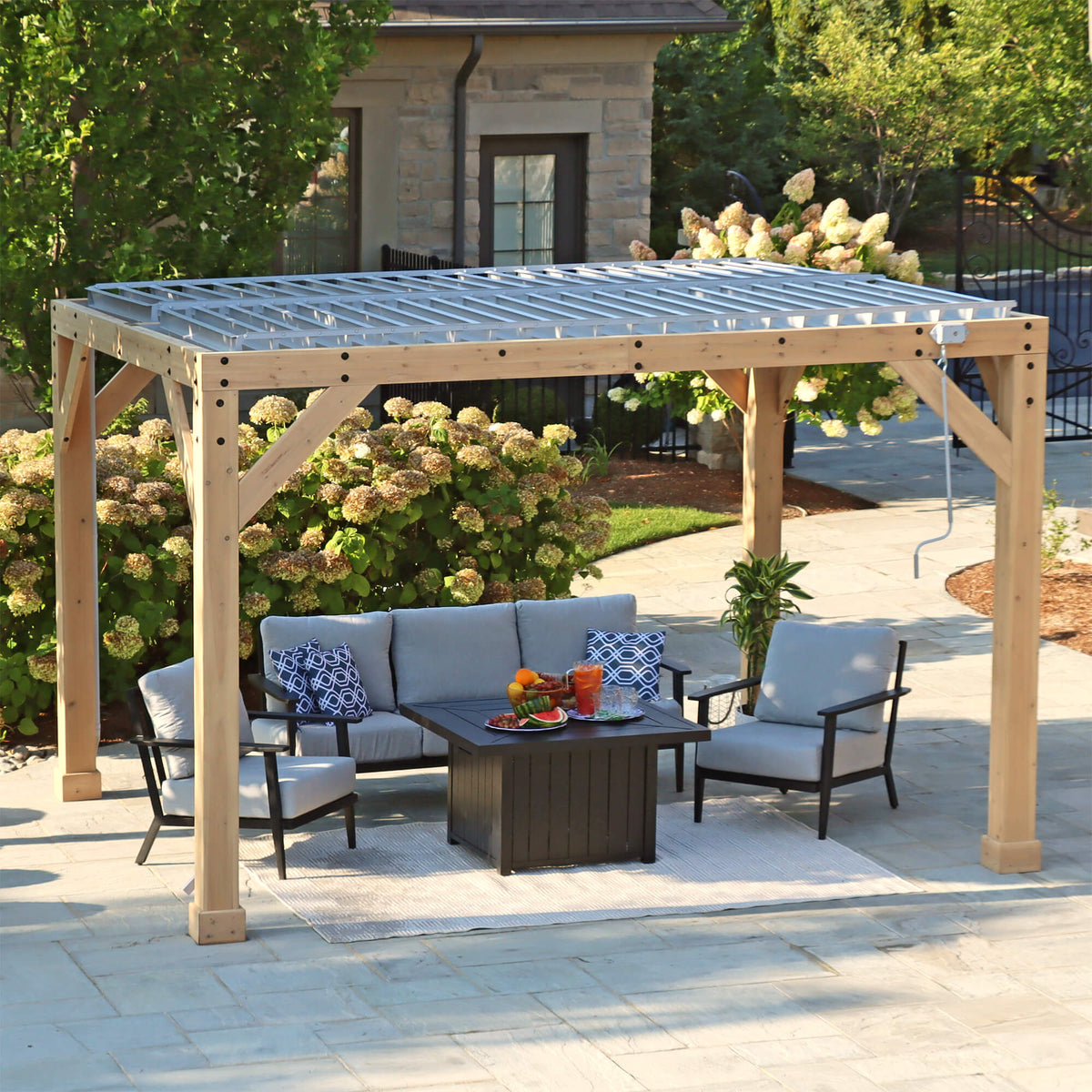 Yardistry 10' x 12' Meridian Wooden Louvered Pergola YM11832COM