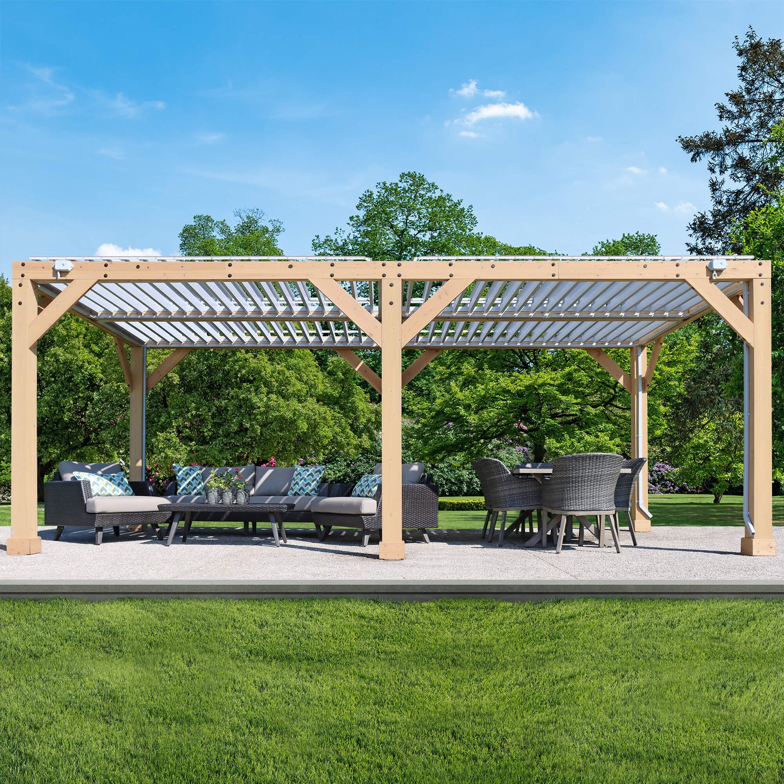 Yardistry 10' x 20' Meridian Wooden Louvered Pergola YM11836COM