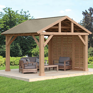 Yardistry 12' Pavilion Wood Privacy Wall YM12521