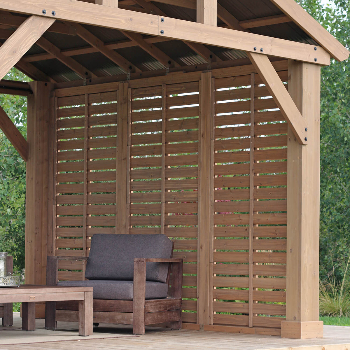 Yardistry 12' Pavilion Wood Privacy Wall YM12521