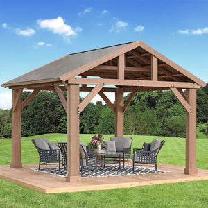 Yardistry 14' x 12' Wood Pavilion Rain Gutters YM12848COM