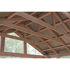 Yardistry 14' x 12' Wood Pavilion With Aluminum Roof YM12949COM