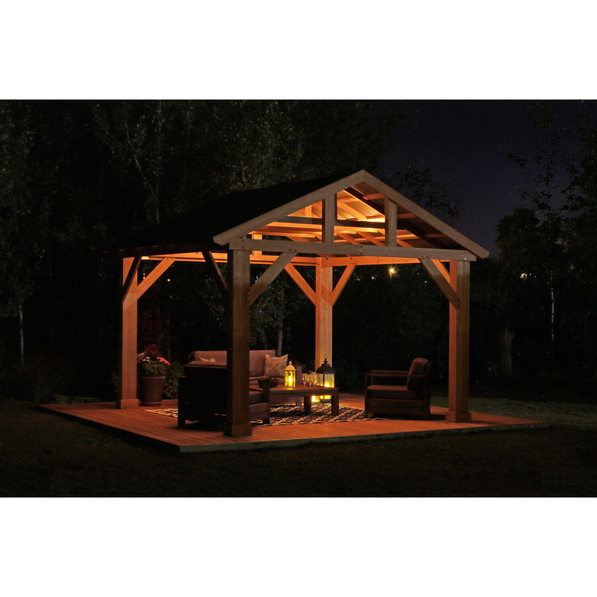 Yardistry 14' x 12' Wood Pavilion With Aluminum Roof YM12949COM