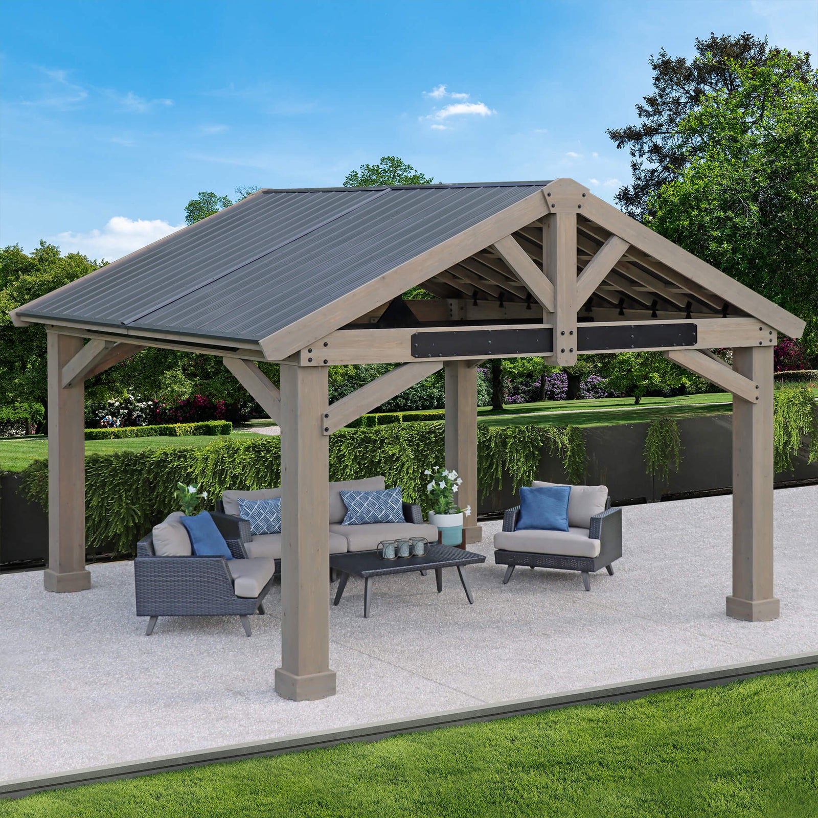 Yardistry 16 x 14 Timber Frame Pavilion YM12904COM