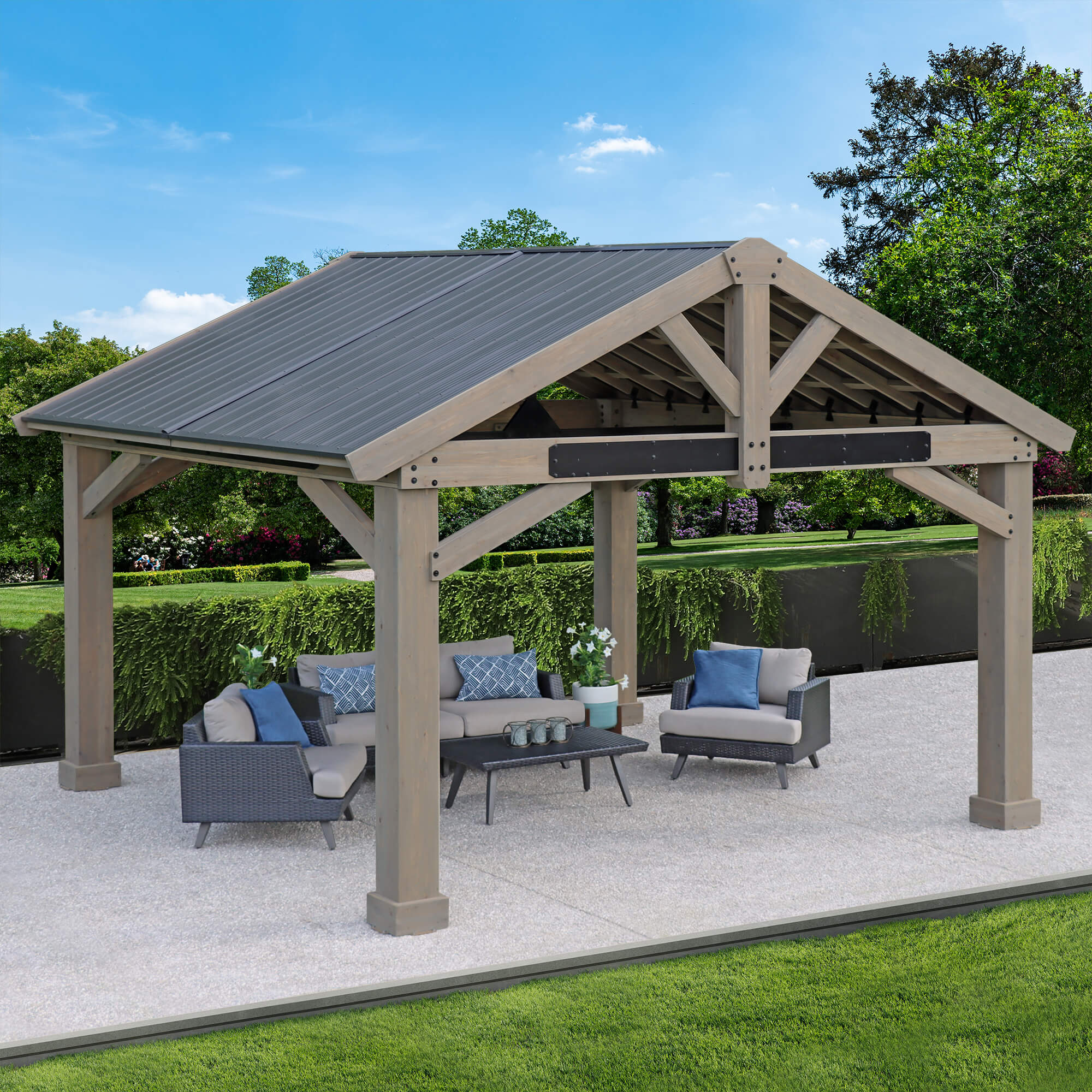 Yardistry 16 x 14 Timber Frame Pavilion YM12904COM