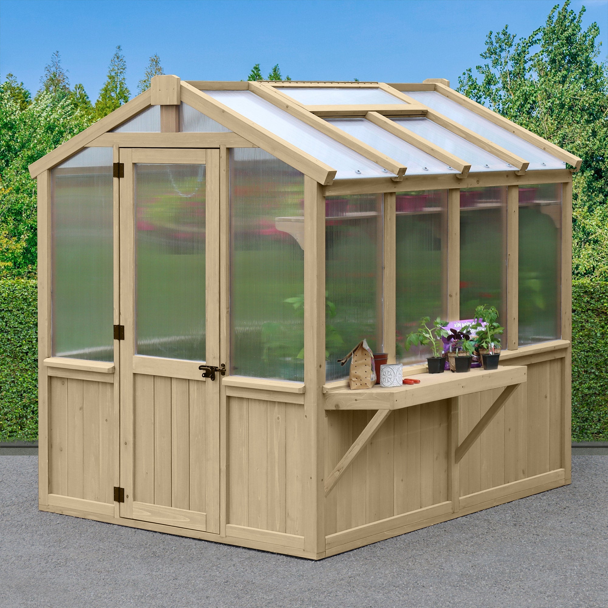 Yardistry Meridian Wooden Greenhouse Workstation YM11816COM