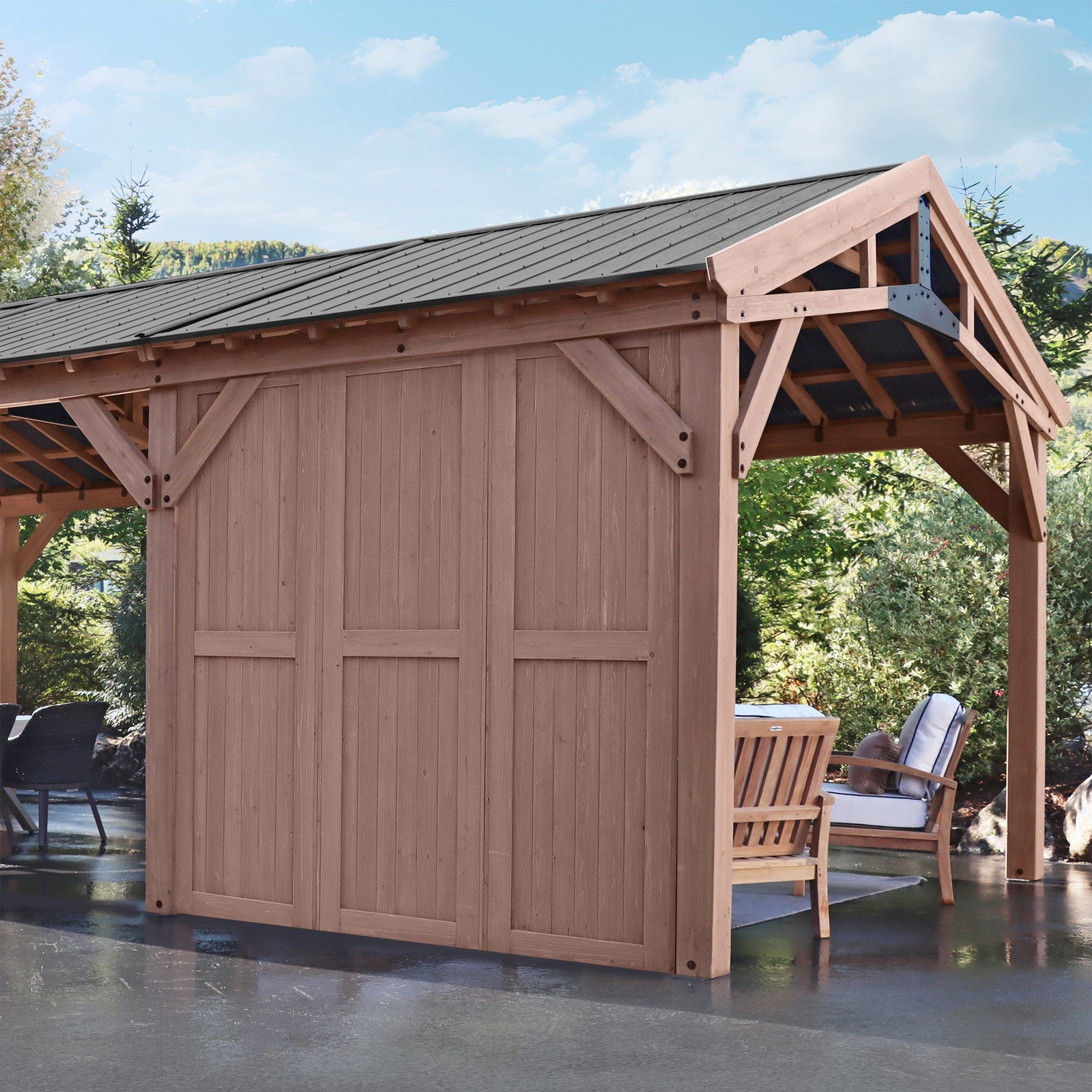 Yardistry Privacy Wall for Carport Pavilion YM12728COM