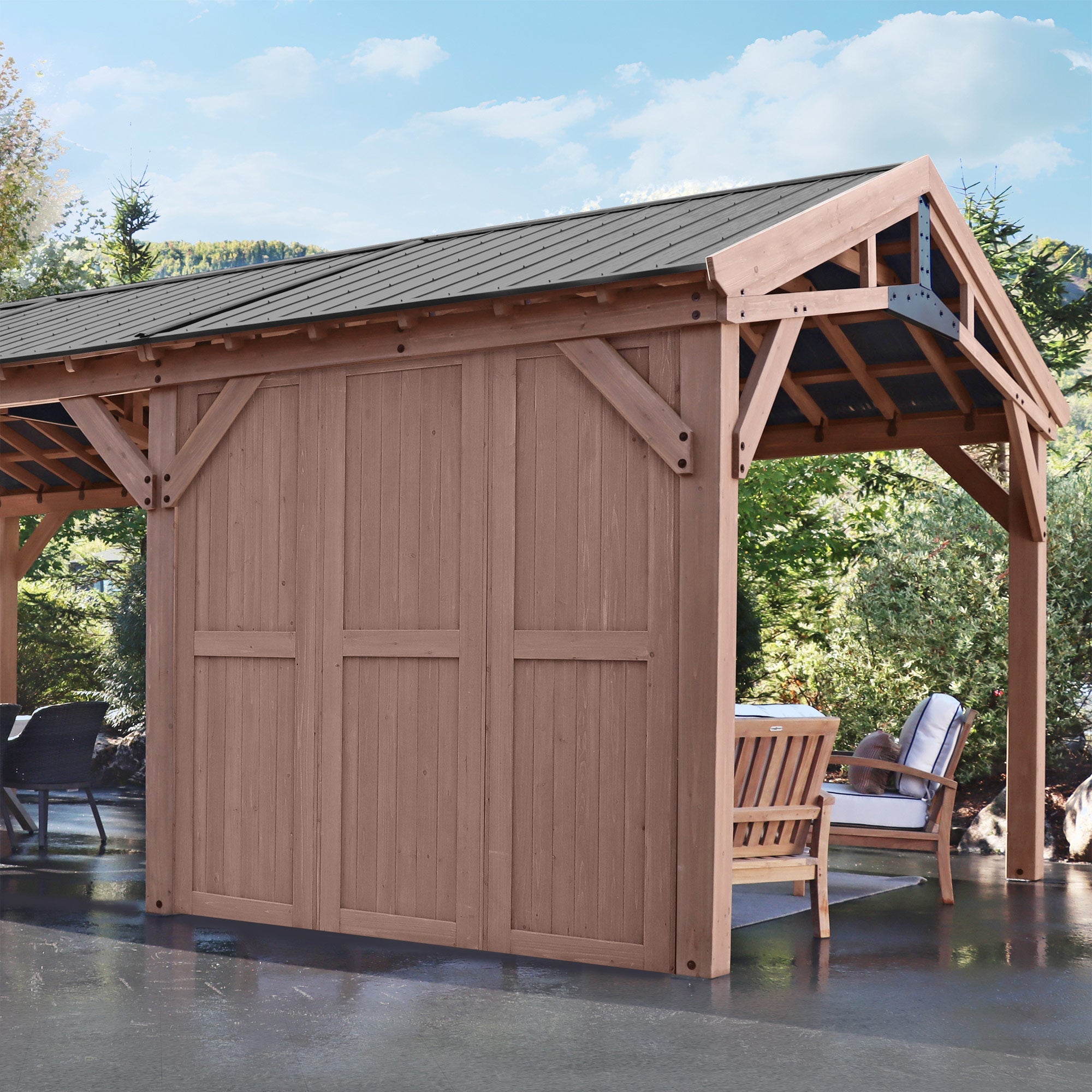 Yardistry Privacy Wall for Carport Pavilion YM12728COM