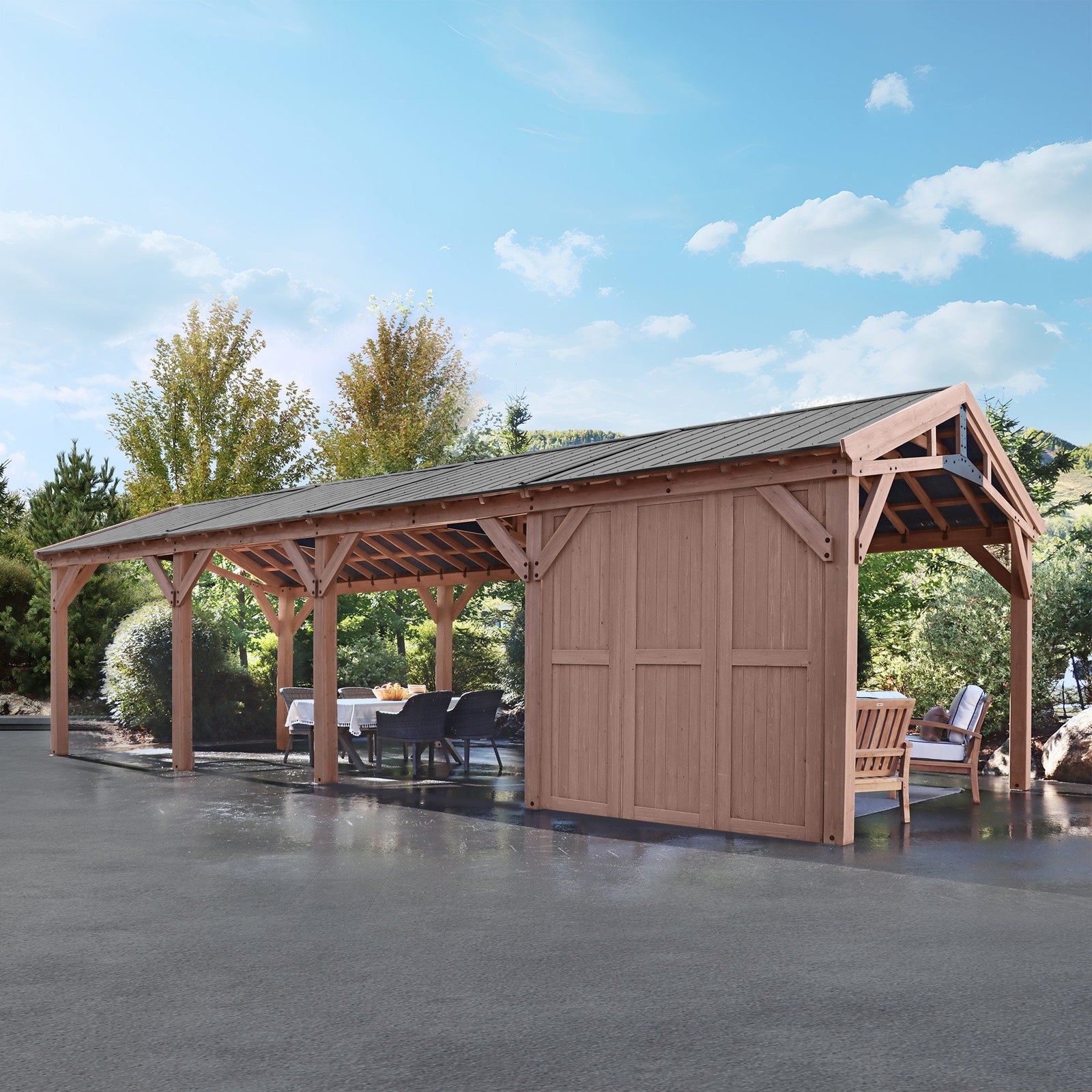 Yardistry Privacy Wall for Carport Pavilion YM12728COM