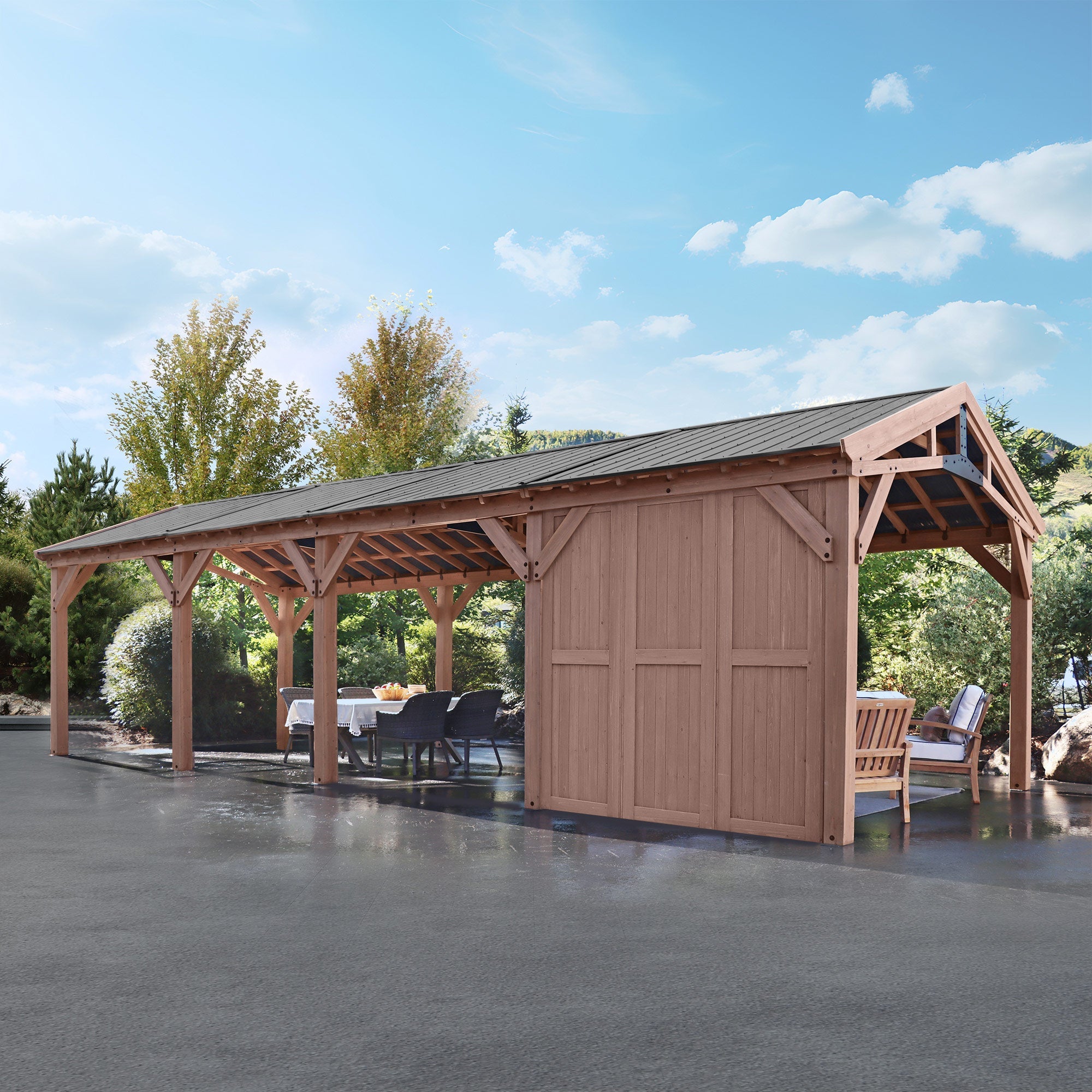 Yardistry Privacy Wall for Carport Pavilion YM12728COM
