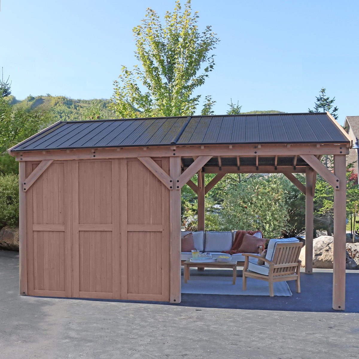 Yardistry Privacy Wall for Carport Pavilion YM12728COM