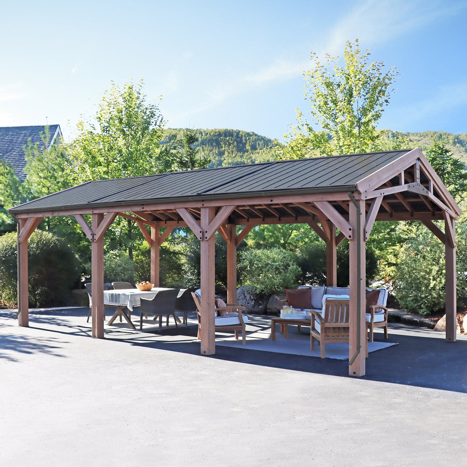 Yardistry Rain Gutter Kit for the 14' x 25' Carport Pavilion YM12990COM