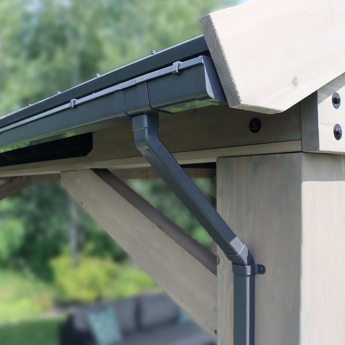 Timber Gutter Yardistry Rain Gutter Kit for the 16' x 14' Timber Frame Pavilion ...