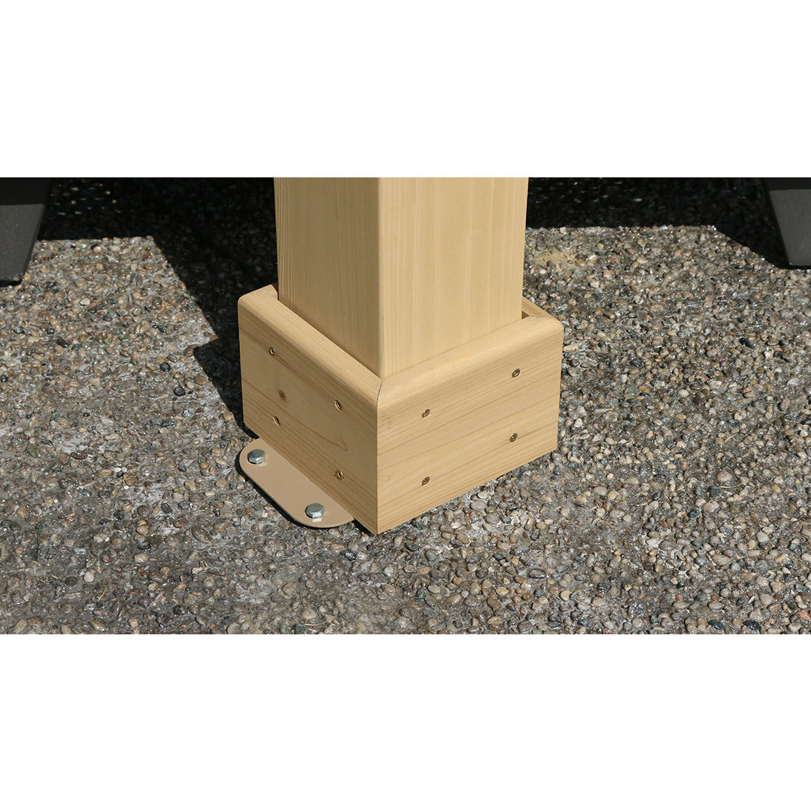 Yardistry 10 x 22 Meridian Pergola YM11932 - Multilevel Pergola With Profiled Beam and Trellis Ends - Architectural Post and Beam Detailing - Posts With Classic Plinths - Unique Gusset Design - Natural Cedar Stain Color - Vital Hydrotherapy