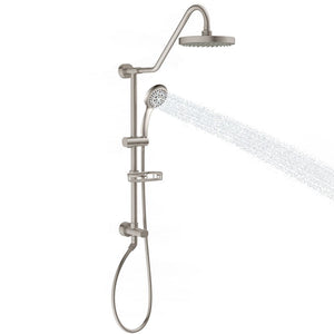PULSE ShowerSpas Shower System - Kauai III Shower System 1011-1.8GPM - with 8" Rain showerhead with soft tips, Five-function hand shower with 59" double-interlocking stainless steel hose, Brass slide bar, soap dish, diverter, and shower arm - Brushed Nickel - Vital Hydrotherapy