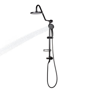 PULSE ShowerSpas Shower System - Kauai III Shower System - 8" Rain showerhead with soft tips, Five-function hand shower with 59" double-interlocking stainless steel hose, Brass slide bar, soap dish, diverter, and shower arm - Matte black - 1011-III - Vital Hydrotherapy
