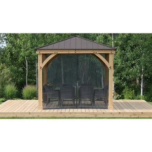 Yardistry 10' x 10' Meridian Gazebo Mosquito Mesh Kit YM11753COM  - Easy-glide Tracks for Opening and Closing the Mesh - Post Mounted Ties - Full-length Zippers - Vital Hydrotherapy