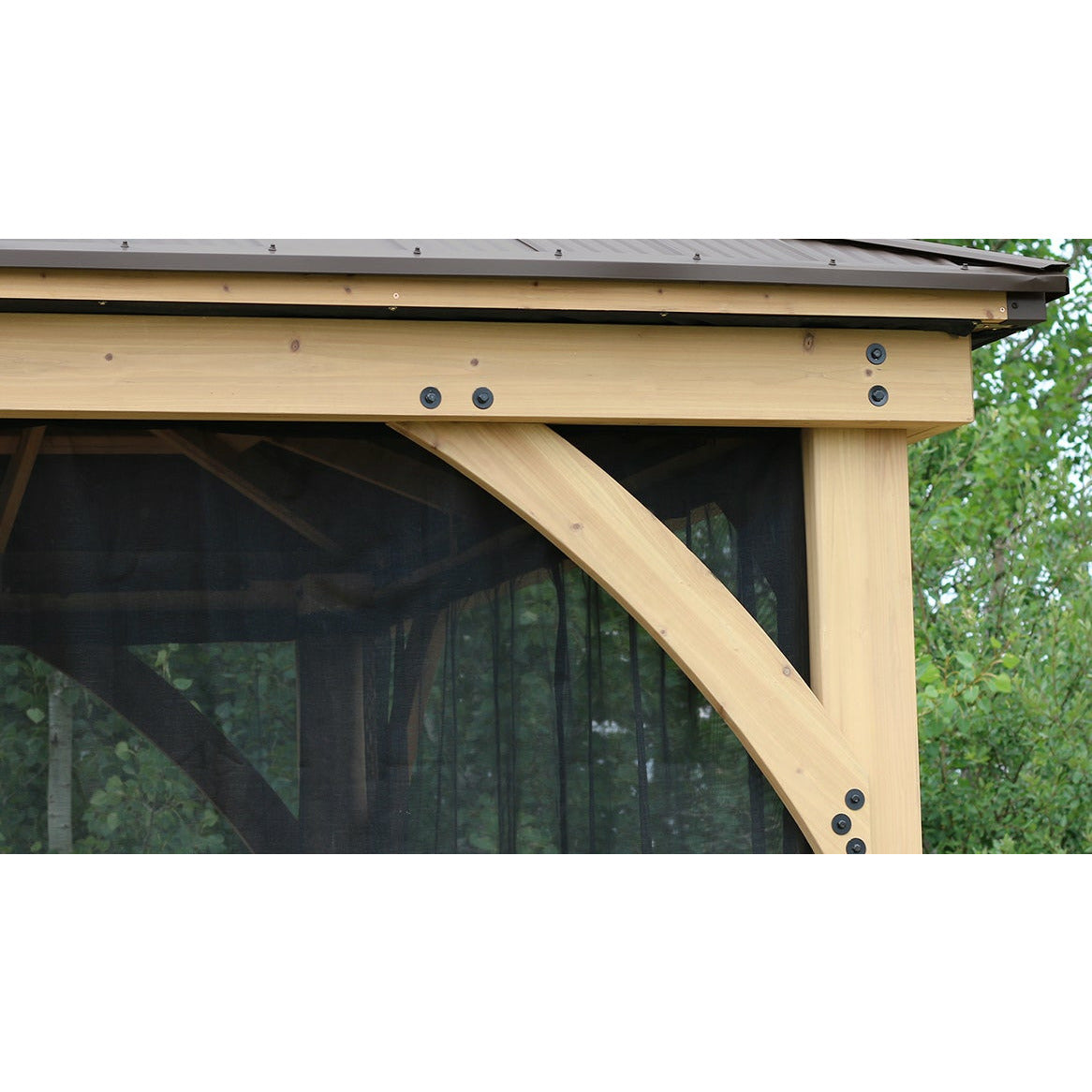 Yardistry 10' x 10' Meridian Gazebo Mosquito Mesh Kit YM11753COM  - Easy-glide Tracks for Opening and Closing the Mesh - Post Mounted Ties - Full-length Zippers - Vital Hydrotherapy