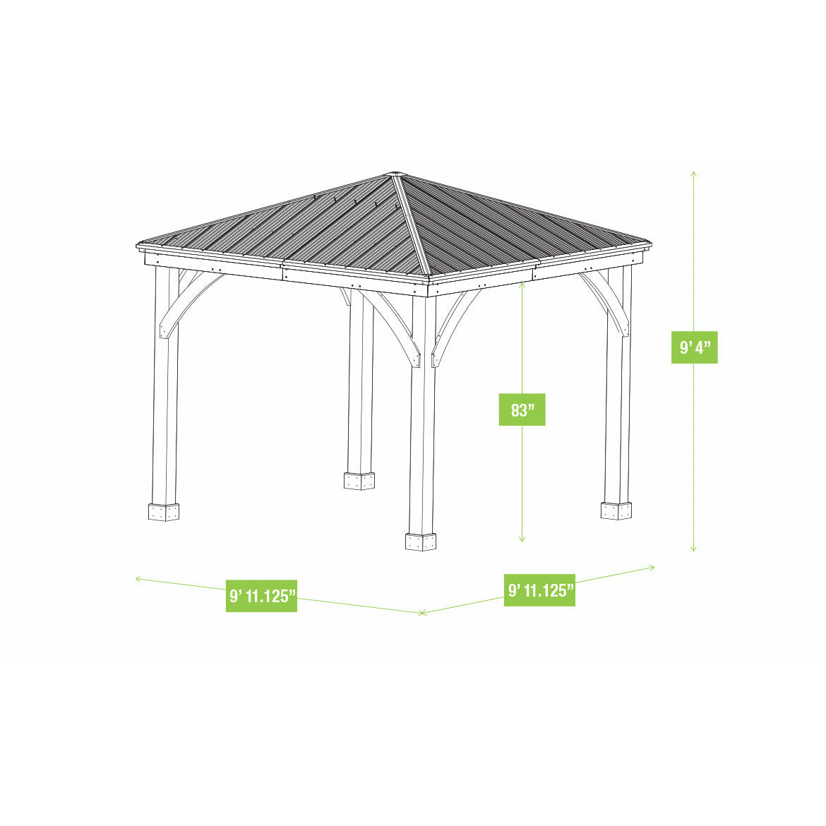 Yardistry 10' x 10' Meridian Gazebo Kit YM11756 Dimension Drawing - Vital Hydrotherapy