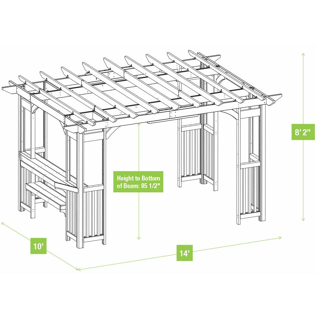 Yardistry 10' x 14' Madison Pergola YM11783 Dimension Drawing - Vital Hydrotherapy