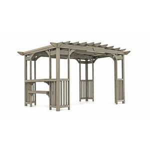 Yardistry 10' x 14' Madison Pergola YM11783 - Premium Cedar Lumber - Removable and Snap-on Sunshade - Premium Corner Design With Wooden Balusters - Bar and Shelf Feature - Pre-cut, Pre-drilled, and Pre-finished - Vital Hydrotherapy