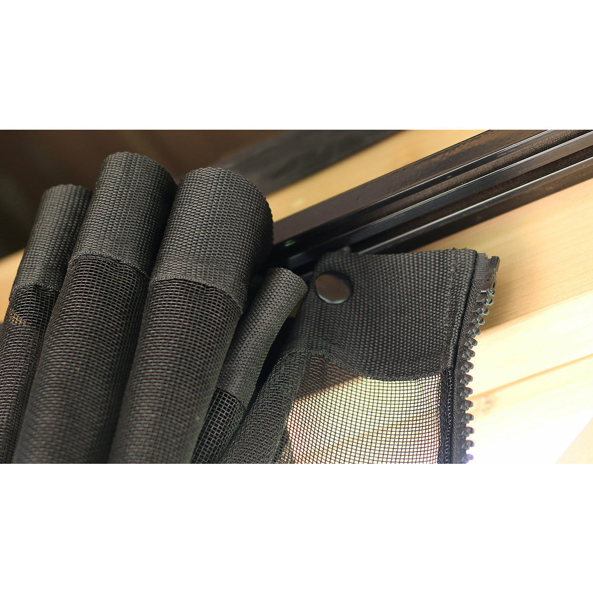 Yardistry 11' x 13' Carolina Pavilion Mosquito Mesh Kit YM11780COM  - Easy-glide Tracks for Opening and Closing the Mesh - Post Mounted Ties - Full-length Zippers - Vital Hydrotherapy