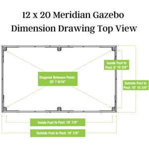 Yardistry 12 x 20 Meridian Gazebo YM11775COM Dimension Drawing - Vital Hydrotherapy