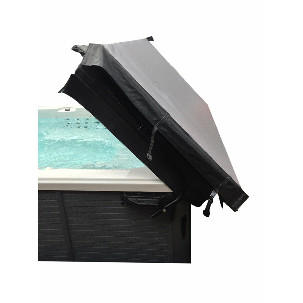 Canadian Spa Top Mount Cover Lifter - Aluminum - Foam grip handles - with 3 Hook towel holder - Fits up to 96” wide spas - KA-10027 - Vital Hydrotherapy