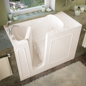 Meditub 26 x 53 Walk-In Bathtub - High-grade marine fiberglass with triple gel coating - Biscuit Finish - Inward swinging door - with 6 in. Threshold & 17 in. Seat Height, Built-in grab bar - Left Drain - Air Whirlpool Jetted - Lifestyle - 2653 - Vital Hydrotherapy