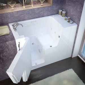 Meditub 29 x 53 White Wheelchair Accessible Bathtub - High-grade marine fiberglass with triple gel coating - White Finish and color matching trim - with 6.5 in. Threshold & 21 in. Seat Height, built-in grab bar - Left side drain - Outward swinging door - Air Whirlpool Jetted - Lifestyle - 2953 - Vital Hydrotherapy