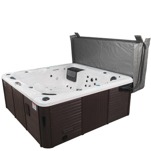 Canadian Spa Top Mount Cover Lifter - Aluminum - Foam grip handles - with 3 Hook towel holder - Fits up to 96” wide spas - KA-10027 - Vital Hydrotherapy