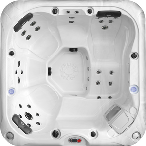 Canadian Spa Cambridge 6-Person 34-Jet Hot Tub - Acrylic - White inside - Brown outside - with adjustable hydrotherapy jets, LED lighting, bluetooth, waterfall, ozone, aroma, audio system - Top view - KH-10141 - Vital Hydrotherapy