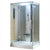 Mesa WS-300 Steam Shower clear glass on the front and right side with white frosted glass on the back and left sides nickel-finished control panel and chrome trim minimalist design with foldable center seat, storage shelves, and an FM Radio Built-In - Vital Hydrotherapy