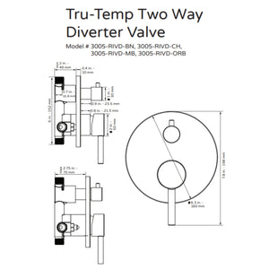 PULSE ShowerSpas Two Way Tru-Temp Pressure Balance 1/2" Rough-In Valve with Trim Kit 3005-RIVD