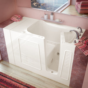 Meditub 30 x 53 Walk-In Bathtub - High-grade marine fiberglass with triple gel coating - Biscuit finish and color matching trim - Inward swinging door - Right side drain - with 6 in. Threshold & 17 in. Seat Height, built-in grab bar - Air Jetted - Lifestyle - 3053 - Vital Hydrotherapy
