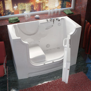 Meditub 30 x 60 White Wheelchair Accessible Bathtub - High-grade marine fiberglass with triple gel coating - White Finish and color matching trim - Outward swinging door - Right side drain - with 15 in. Threshold & 21 in. Seat Height, built-in grab bar - Air Jetted - Lifestyle - 3060WCA - Vital Hydrotherapy