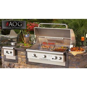 American Outdoor Grill 36-Inch "T" Series Built-In Grill Complete - Heat Indicator/ Thermometer - Interior Halogen Lamps and Electronic Start - Outdoor Setting - 36NBT - Vital Hydrotherapy