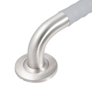 PULSE Ergo Safety Bar - Made of 304 Stainless Steel - Safety bar in Brushed Nickel finish - with a decorative design - with Dimpled ergonomic soft grip - closeup view - 4005 - Vital Hydrotherapy
