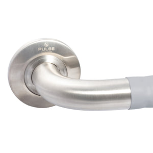 PULSE Ergo Safety Bar - Made of 304 Stainless Steel - Safety bar in Brushed Nickel finish - with a decorative design - with Dimpled ergonomic soft grip - closeup view - 4005 - Vital Hydrotherapy