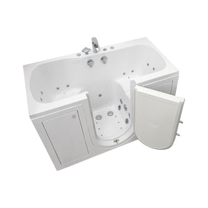 Ella Tub4Two 32"x60" vacuum formed from a solid, long-lasting acrylic sheet with two center-facing seats, U-Shape outward swing door with a gear/shaft driven 3-latch door lock in a white background