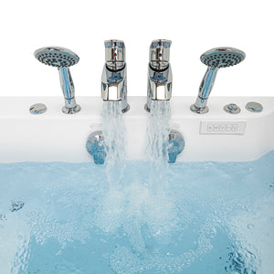 Ella Big4Two - 2 Fast Fill faucet and 2 showerhead in a Acrylic Two Seat Walk-In-Bathtub with water