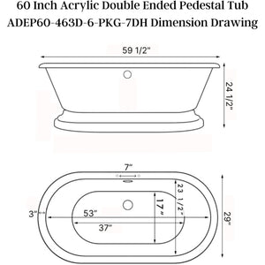 Cambridge Plumbing Double Ended Acrylic Pedestal Bathtub Dimension Drawing
