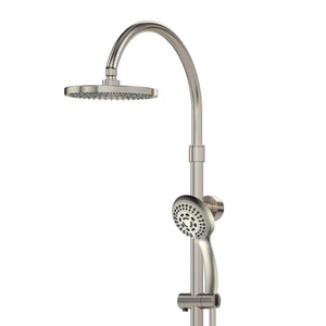 PULSE ShowerSpas Shower System - Riviera Shower System - with 8 inch rain showerhead with soft tips, Five-function hand shower with 59 inch double-interlocking stainless steel hose - Brushed Nickel - 7001 - Vital Hydrotherapy