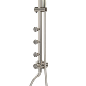 PULSE ShowerSpas Shower System - Riviera Shower System - interlocking stainless steel hose, Slide bar, Three body jets and diverter - Brushed Nickel - 7001 - Vital Hydrotherapy