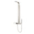 PULSE ShowerSpas Brushed Stainless Steel Shower System - Paradise Shower System with chrome fixtures - Sleek showerhead and body jets, shelf with washcloth and brass wand holder and Push button diverter - 7002-SSB