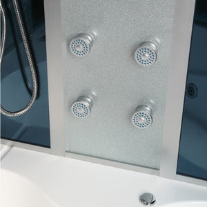 Mesa 701A Blue Glass Steam Shower Tub Combo with jetted tub and massage jets