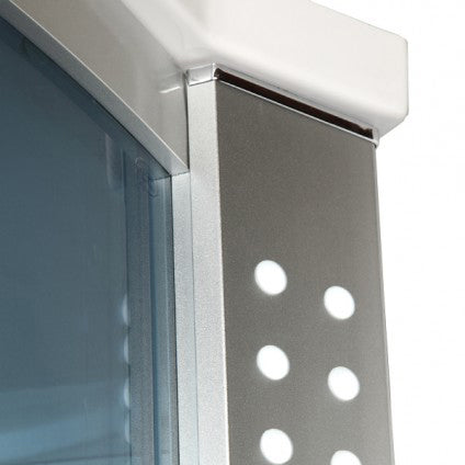 Mesa 701A Blue Glass Steam Shower Tub Combo blue tinted glass