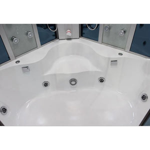 Mesa 701A Blue Glass Steam Shower Tub Combo with jetted tubs and massage jets