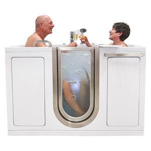 Ella Companion 32" x 60" Air + Hydro Massage w/ Independent Foot Massage Acrylic Two Seat Walk-In-Bathtub, Left Inward Swing Door, 2 Piece Fast Fill Faucet, 2" Dual Drains 93085 - Vital Hydrotherapy