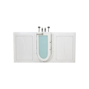 Ella Big4Two 36"x80" Hydro + Air Massage w/ Independent Foot Massage Acrylic vacuum formed from a solid, long-lasting acrylic sheet, U-Shape door - Left door with 2 Fast Fill faucet Two Seat Walk-In-Bathtub in white background